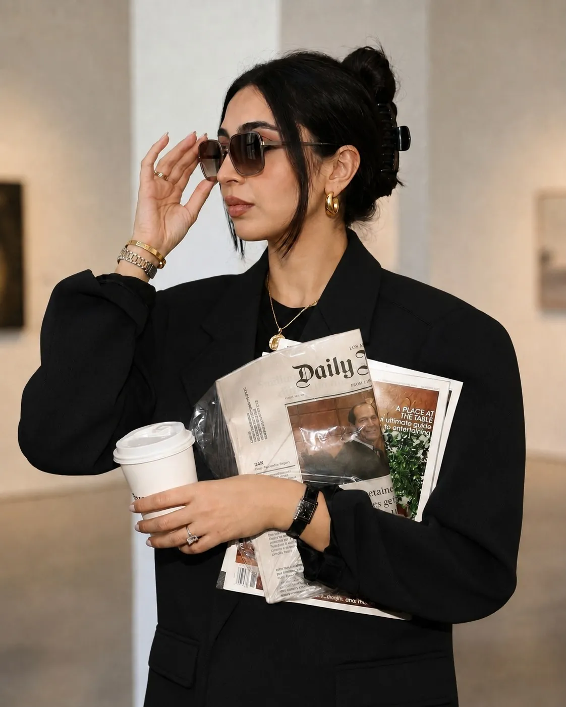 Anadil Ahsan in a black blazer